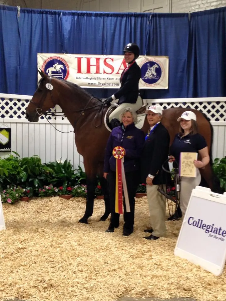 IHSA champion horse and rider with ribbons