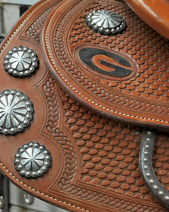 Tooled saddle with the University of Georgia G